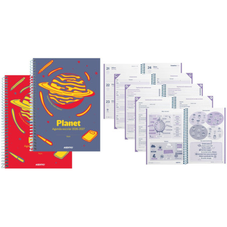 AGENDA ESCOLAR INFANTIL/PRIMARIA PLANET ESPIRAL S/V A5 128 PG CATALÁN ADDITIO A121.