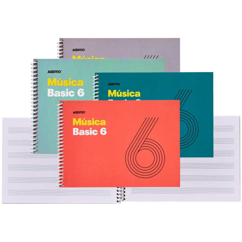 CUADERNO MUSICA 6 PENTAGRAMAS ESPIRAL 25HJ BASIC ADDITIO M06