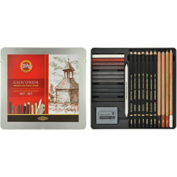 JUEGO KOH-I-NOOR GIOCONDA DRAWING 8899 ART SET 24 PZAS TIZA, PASTEL CARBONCILLO MCH