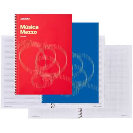 CUADERNO MUSICA 12 PENTAGRAMAS ESPIRAL 32HJ SEPARADOR PORTAPARTITURAS MEZZO ADDITIO M10
