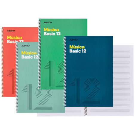 CUADERNO MUSICA 12 PENTAGRAMAS ESPIRAL 20HJ BASIC ADDITIO M14
