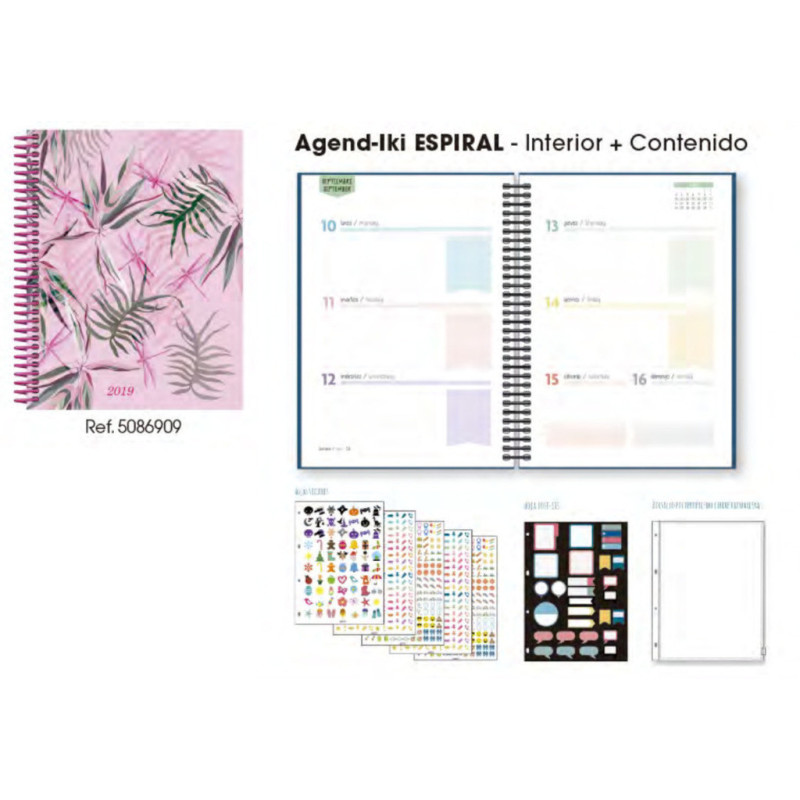 AGENDA IKI ESPIRAL S/V 153 X 210 16 MESES PINK JUNGLE 5086909 SENFORT19