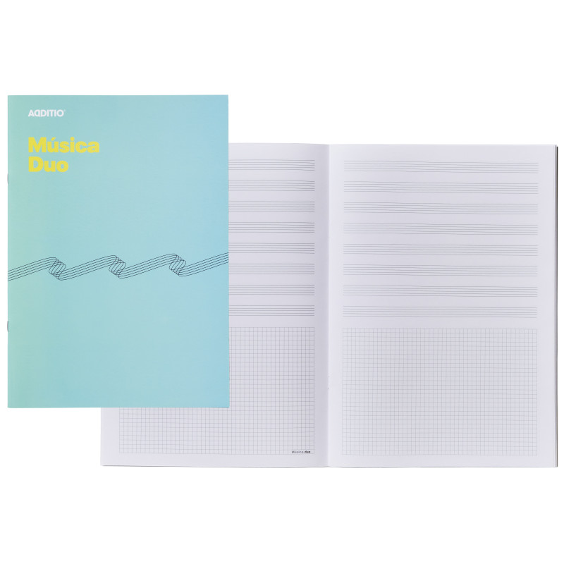 CUADERNO MUSICA 8 PENTAGRAMAS 20HJ CON CUADRICULA DUO ADDITIO M08