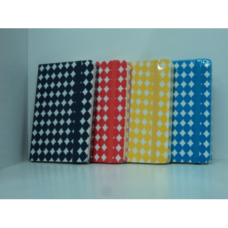 CUADERNO ABAIMPORT 14,3*9,7 TELA C/GOMA ROMBOS 232 ^