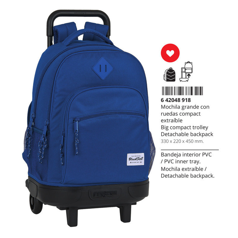 MOCHILA GDE. C/RUEDAS COMPACT EXT.ORGA BLACKFIT8 OXFORD SAFTA26 642048918 45X33 UNIDAD