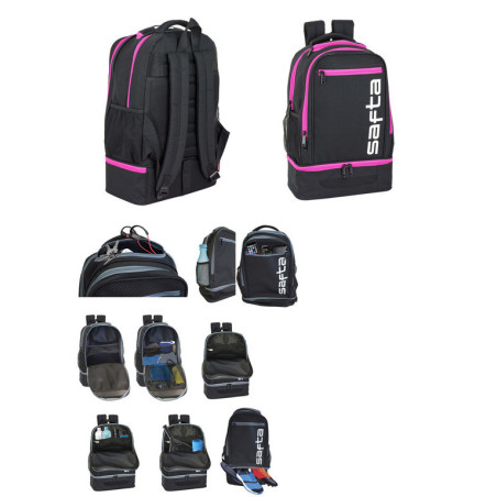 MOCHILA MULTISPORT SAFTA NEGRO-ROSA 641957850 47*32 SAFTA22