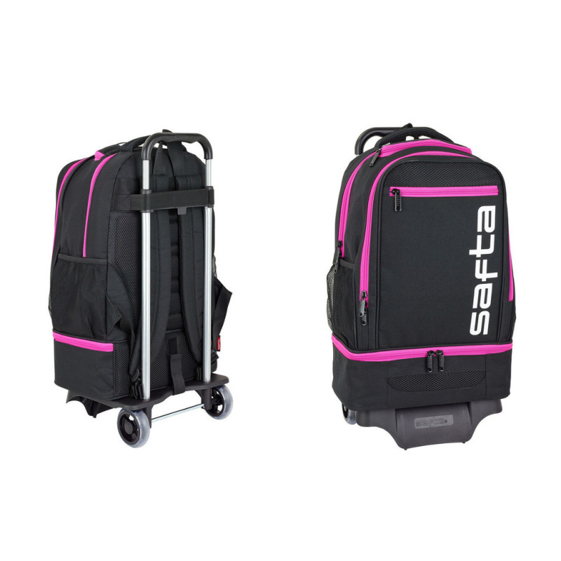 MOCHILA 850+CARRO 904 SAFTA NEGRO-ROSA 641957313 47*32 SAFTA22