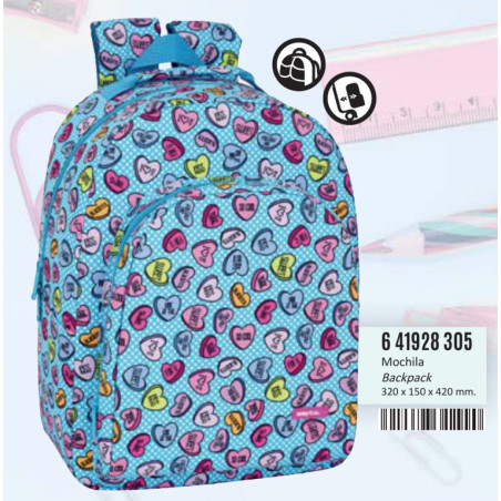 MOCHILA ADAPTABLE CARRO SAFTA SWEET HEART BLUE 641928305 SAFTA20 ENERO