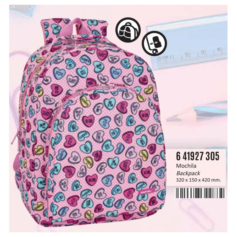 MOCHILA ADAPTABLE CARRO SAFTA SWEET HEART PINK 641927305 SAFTA20 ENERO