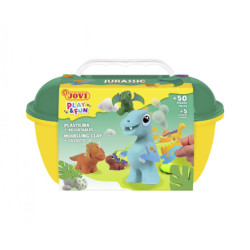 PLAY & FUN COFRE 24 BARRAS PLASTILINA 15G + MODELADORES + RECORTABLES JURASSIC 2201 JOVI UNIDAD