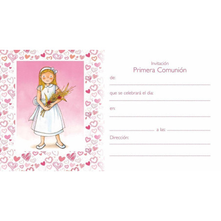 TARJETA INVITACION COMUNION EDICROMO ROSA NIÑA 14391