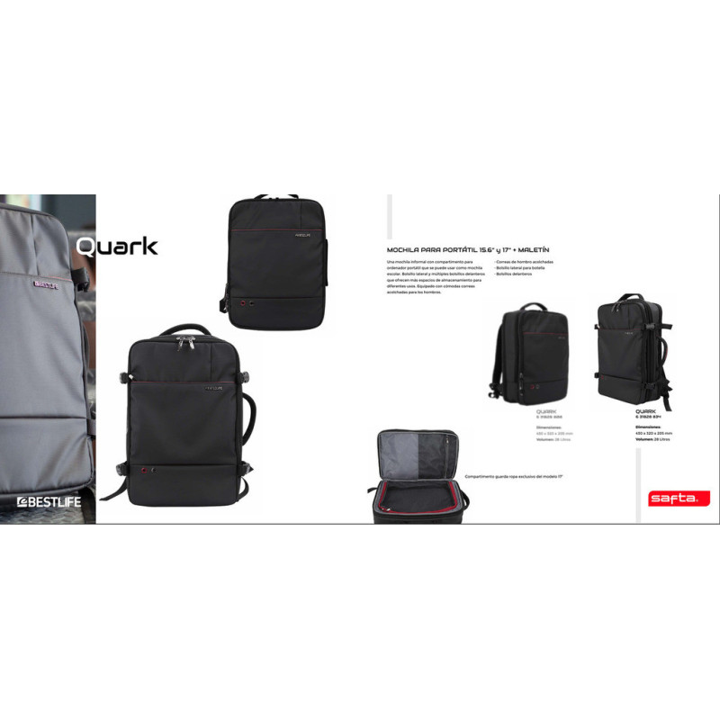 MOCHILA-MALETIN PORTATIL 17'' Y TABLET QUARK BLACK SAFTA21 ENERO 32*46*20,5 10 631828834