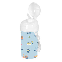BOTELLA 500ML APERTURA AUTOM. CON PAJITA SAFTA PREESCOLAR "GRUAS" SAFTA26 342694899 19,5X7,3 UNIDAD