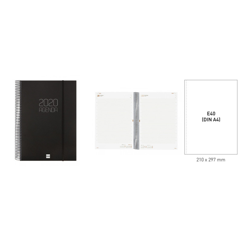 AGENDA ANUAL FINOCAM20 OPAQUE E40 1DP 2020 NEGRO+ 742926020