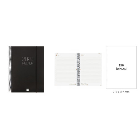 AGENDA ANUAL FINOCAM20 OPAQUE E40 1DP 2020 NEGRO+ 742926020