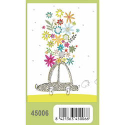 TARJETA FELICITACION ARGU TURNOWSKY GRABADO COCHE FLORES 45006