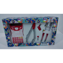 JUEGO LEBER BOLIGRAFO, LAPIZ, CALCULADORA Y COMPAS ROJO 28.056