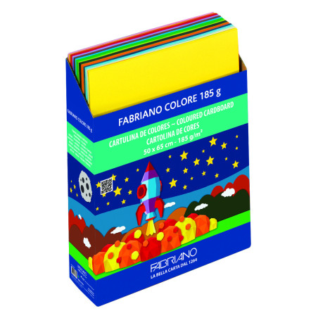 EXPOSITOR CARTON 450 HJ CARTULINAS COLORE 50X65CM 15 COLORES FABRIANO