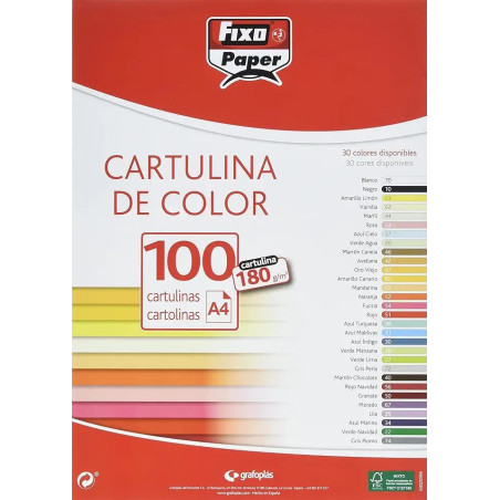 CARTULINA 180 G A4 100 H BLANCO