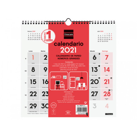 CALENDARIO ANUAL FINOCAM21 PARED N.GRANDES 30X30 2021+ 780570021