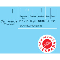 TAL. LOAN CAMAREROS T-788  DIN-A6 DUPLI AUTO PTE 10U