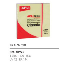 BLOC NOTAS ADHESIVO APLI 75*75 PTE 12U