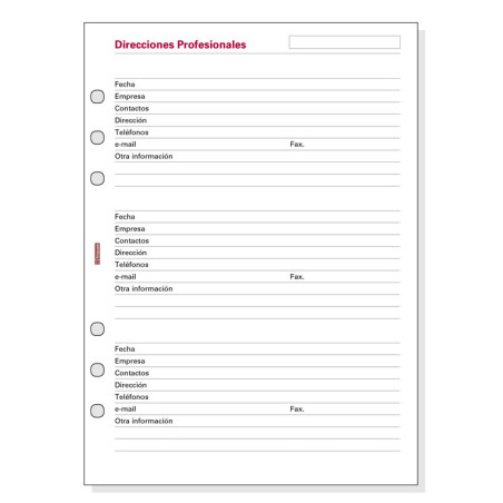 AGENDA RECAMBIO FINOCAM OPEN 1000 DIRECCION PROFESIONAL R1051