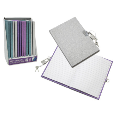 DIARIO 15,5*11,5 CANDADO CANDADO PURPURINA POESSA 322960 ^