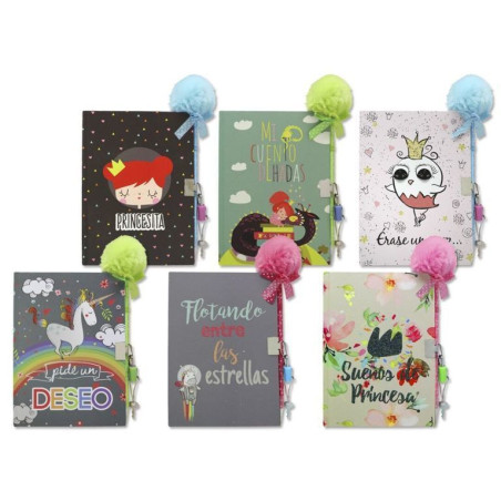 DIARIO 15,5*11,5 C/BOLIGRAFO CANDADO PRINCESS POESSA 324831 (12)