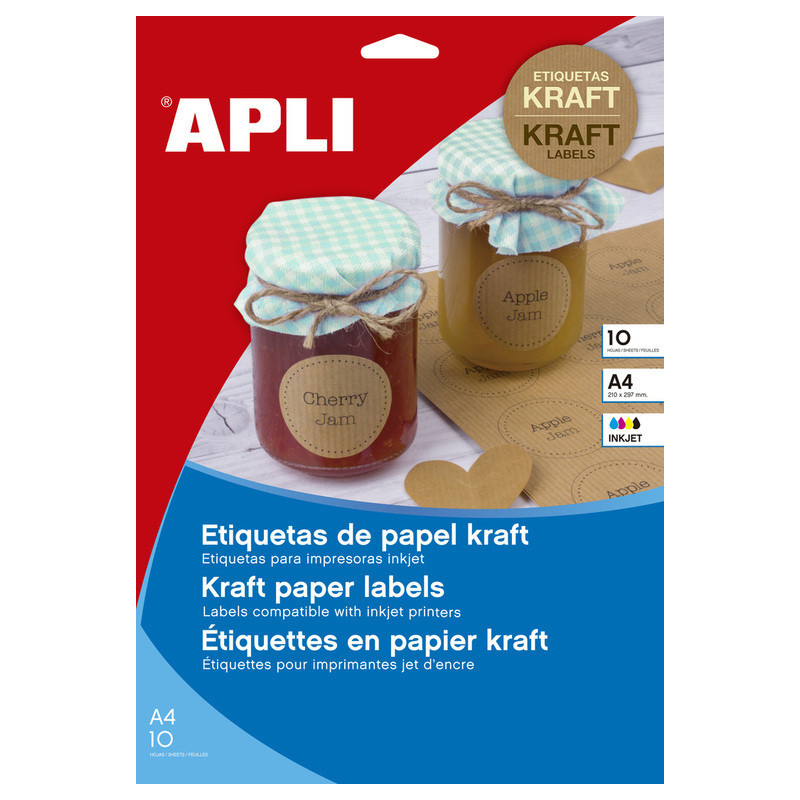 ETIQUETA APLI INKJET KRAFT 210*297 BLISTER 10 HOJAS 17376