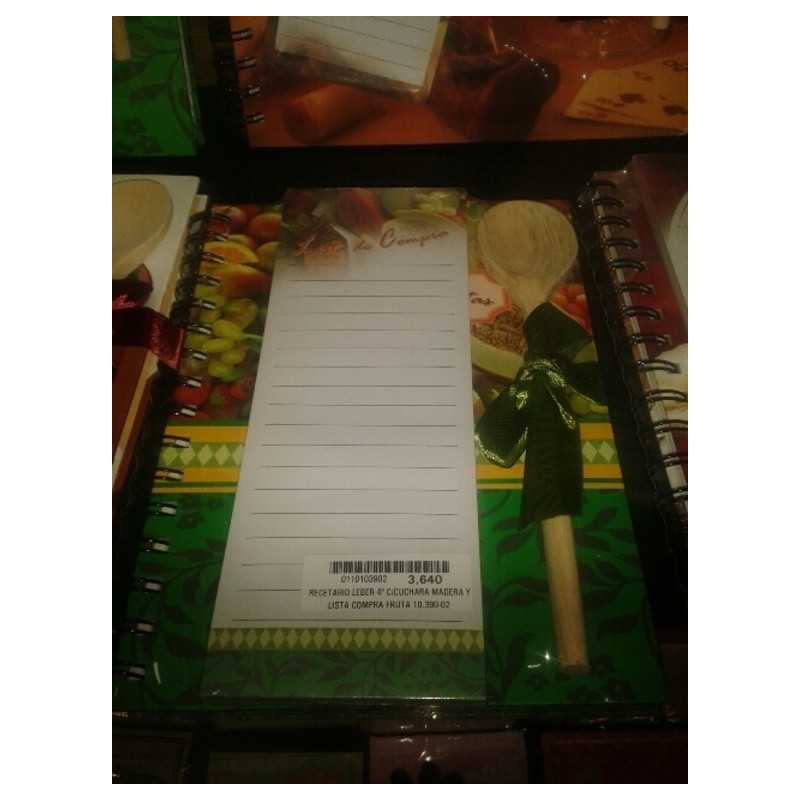RECETARIO LEBER 4º C/CUCHARA MADERA Y LISTA COMPRA FRUTA 10.390-02