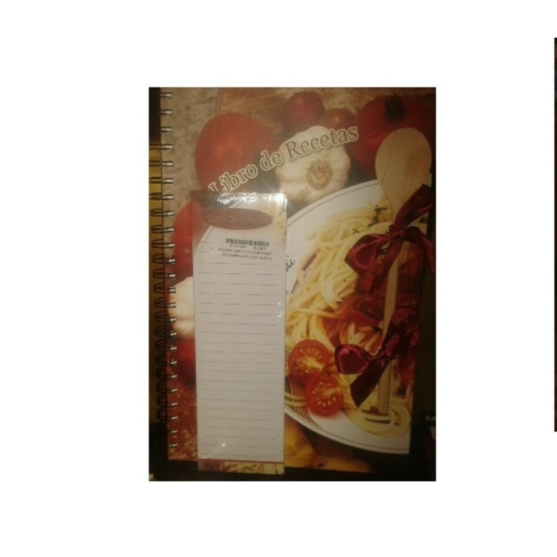 RECETARIO LEBER FL C/CUCHARA MADERA Y LISTA COMPRA ESPAGUETIS 10.394-03 ^