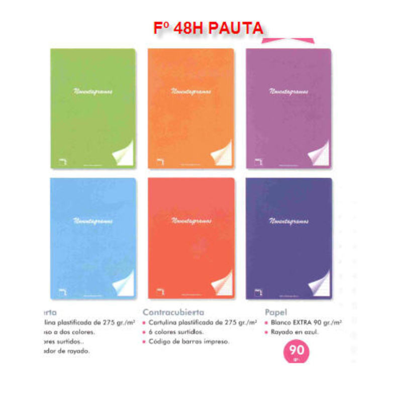 LIBRETA PACSA NOVENTAGRAMOS FOLIO 48H PAUTA 3,5 20083