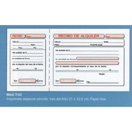 TAL. LOAN INQUILINATO T-50  ESPECIAL SENCILLO PTE 10U