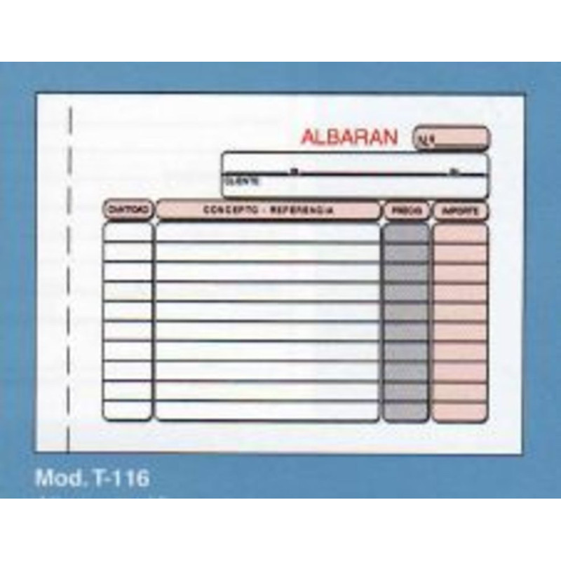 TAL. LOAN ALBARANES T-123 8º DUPLICADO APDO PTE 10U