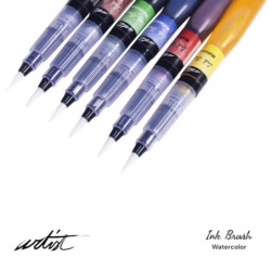 ROTULADOR TINTA LIQUIDA INK BRUSH PINCEL ACUARELABLES ALEX BOG CAJA 6U AB-0506