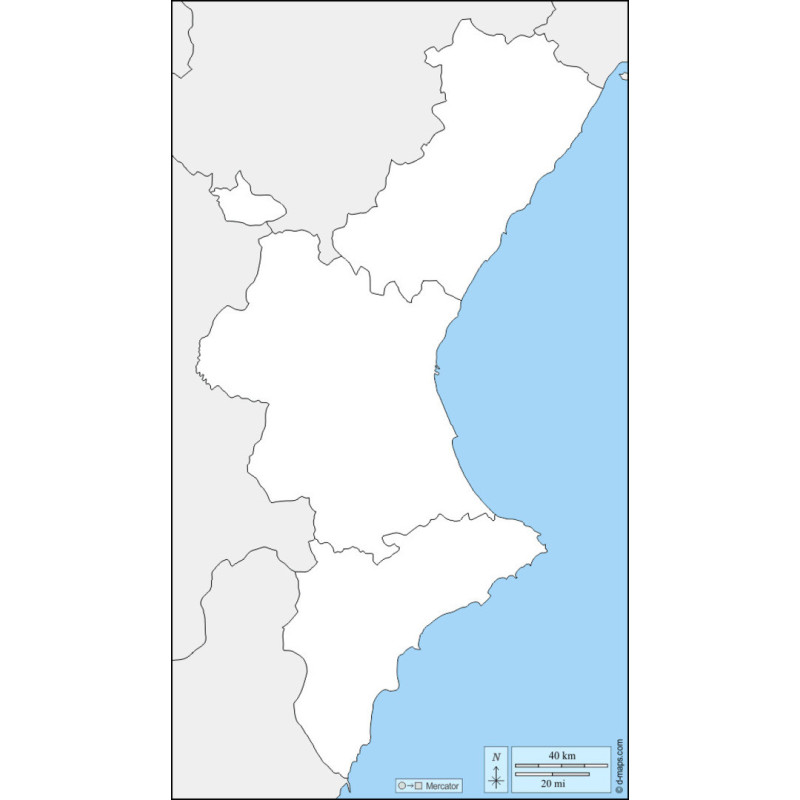 MAPAS MUDO COMUNIDAD VALENCIANA FISICO-POLITICO PTE 50U SELVI