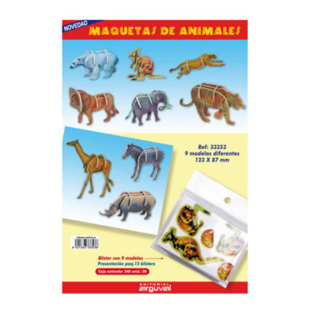 MAQUETAS 3D ARGU RECORTABLES ANIMALES SALVAJES PTE/9U 33353 ^