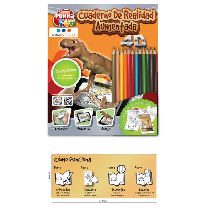 CUADERNO PARA COLOREAR INTERACTIVO PUKKA FUN DINOSAURIOS 8482 DMM