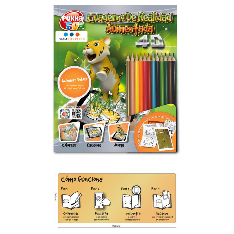 CUADERNO PARA COLOREAR INTERACTIVO PUKKA FUN ANIMALES BEBES 8483 DMM