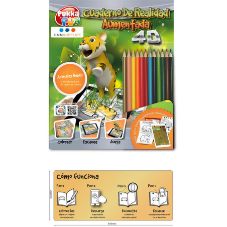 CUADERNO PARA COLOREAR INTERACTIVO PUKKA FUN ANIMALES BEBES 8483 DMM