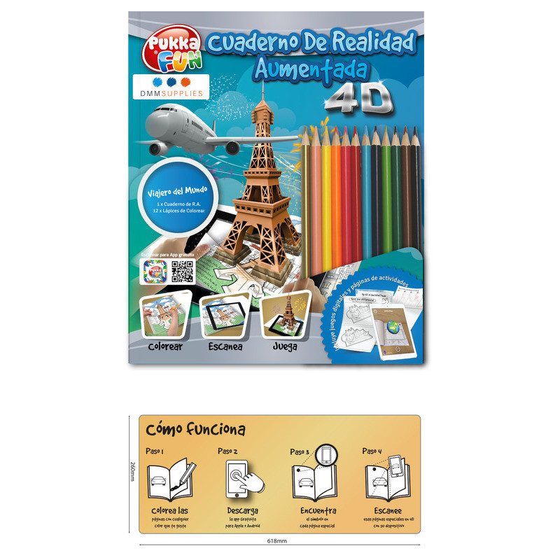 CUADERNO PARA COLOREAR INTERACTIVO PUKKA FUN VIAJERO DEL MUNDO 8484 DMM