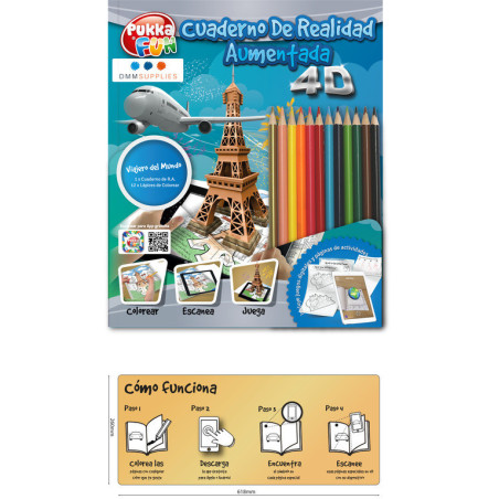 CUADERNO PARA COLOREAR INTERACTIVO PUKKA FUN VIAJERO DEL MUNDO 8484 DMM