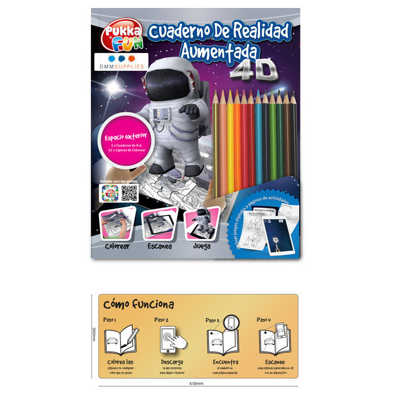 CUADERNO PARA COLOREAR INTERACTIVO PUKKA FUN ESPACIO EXTERIOR 8485 DMM