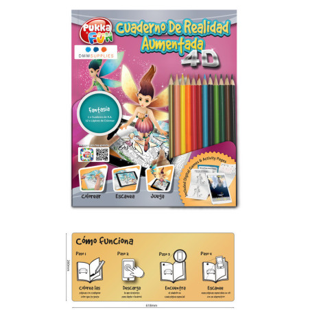 CUADERNO PARA COLOREAR INTERACTIVO PUKKA FUN FANTASIA 8486 DMM