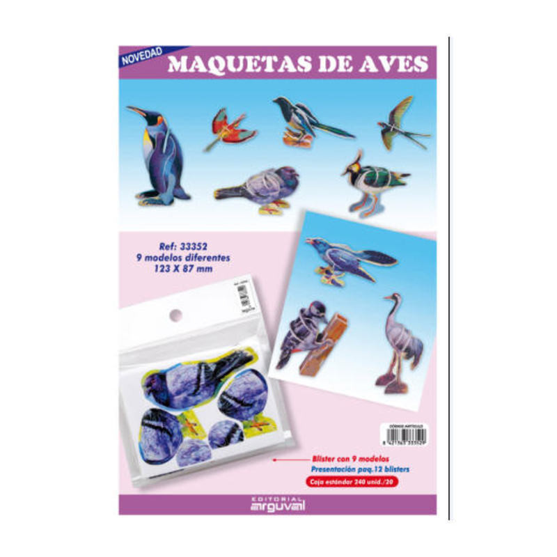 MAQUETAS 3D ARGU RECORTABLES AVES PTE/9U 33352 ^