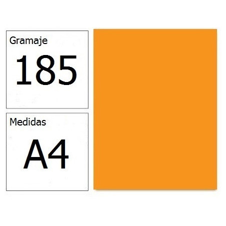 CARTULINA IRIS A4 185G NARANJA 50H.