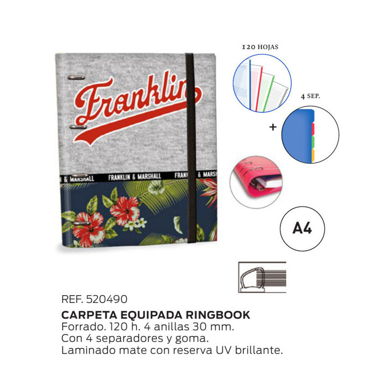 CARPEBLOC DEC RINGBOOK 4A A4 RECAMBIO SENFORT19 FRANKLIN & MARSHALL BOYS 520490