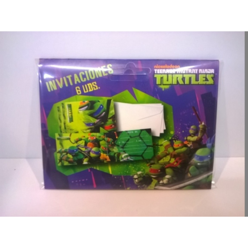 TARJETA INVITACION FIESTA VERBETENA TORTUGAS NINJA C/SOBRE 6U 016000092 ^