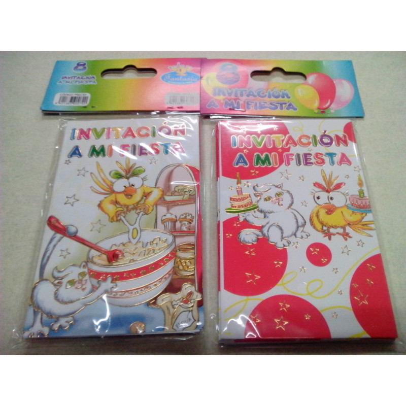 TARJETA INVITACION FIESTA ARGUVAL FANTASIA GATA 8U ^